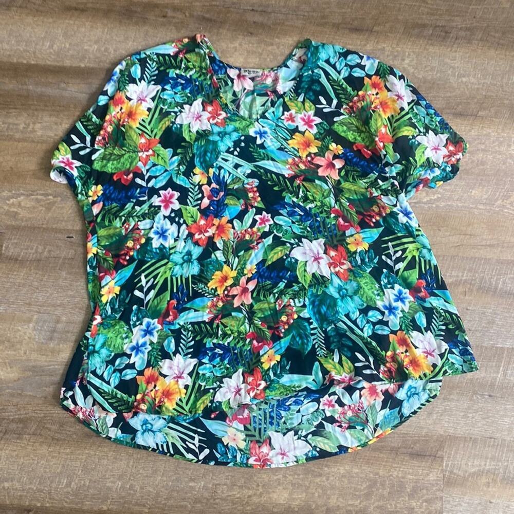 Show Me Your Mumu Mae Mu Floral Tropical Print Semi Sheer Cover Up Sz S - Picture 2 of 7